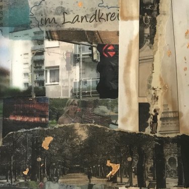 HEIMATSTÜCK 38, 2017, Mischtechnik-Collage auf Fotografie, 4x14cm