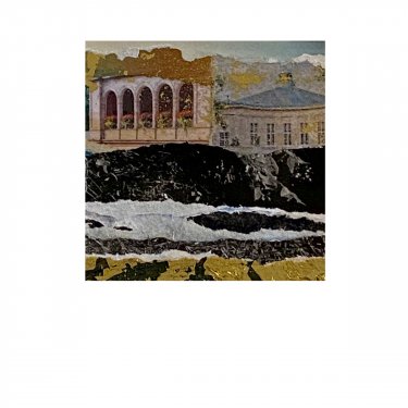 HEIMATSTÜCK 43, 2022, Mischttechnik-Collage und Blattgold auf Papier, 7x7cm