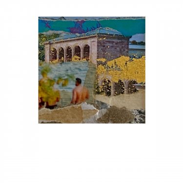 HEIMATSTÜCK 47, 2022, Mischttechnik-Collage und Blattgold auf Papier, 7x7cm
