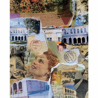 HEIMATSTÜCK 51, 2022, Mischttechnik-Collage auf Papier, 28x20cm