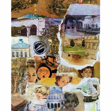 HEIMATSTÜCK 52, 2022, Mischttechnik-Collage auf Papier, 28x20cm
