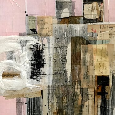 LEBENSLINIEN 3, 2017, Mischtechnik-Collage auf Leinwand, 80x60cm