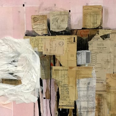 LEBENSLINIEN 4, 2017, Mischtechnik-Collage auf Leinwand, 80x60cm