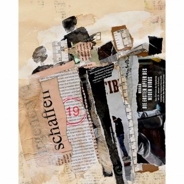 ZEITZEUGEN 32, 2020, Mischtechnik-Collage auf Papier, 28x20cm