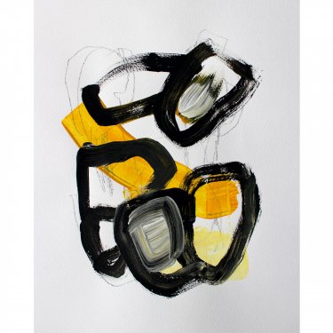 ATELIERSTUDIE 2, 2020, Mischtechnik auf Papier, 40x30cm