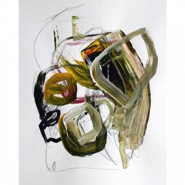 ATELIERSTUDIE 4, 2020, Mischtechnik auf Papier, 40x30cm